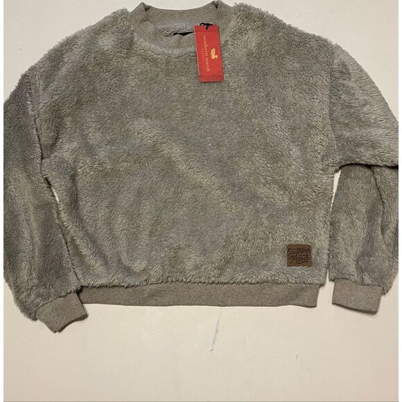 Southern Marsh  SOUTHERNCLASSICS Gray Cropped Fuzzy Sweatshirt Size Small - Picture 1 of 6